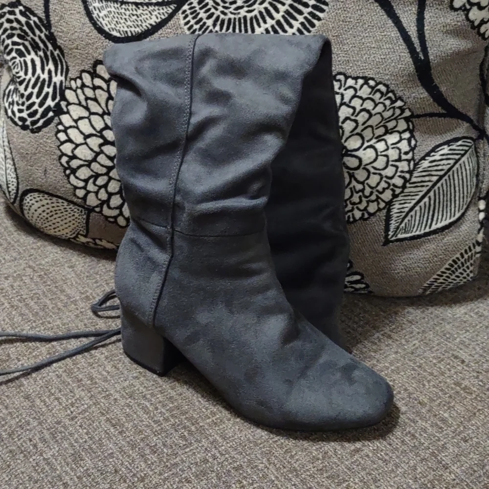 Over the Knee Faux Suede Lace Up the Back Boots